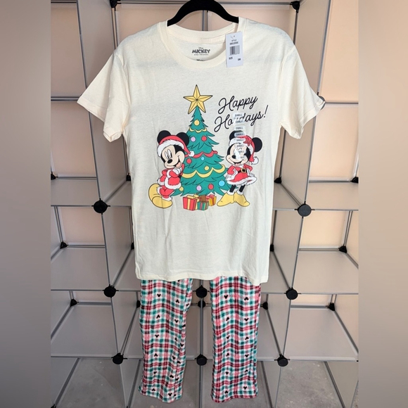Disney Mickey & Minnie Christmas Adult Unisex Pajama Set Size S NWT - Picture 1 of 7